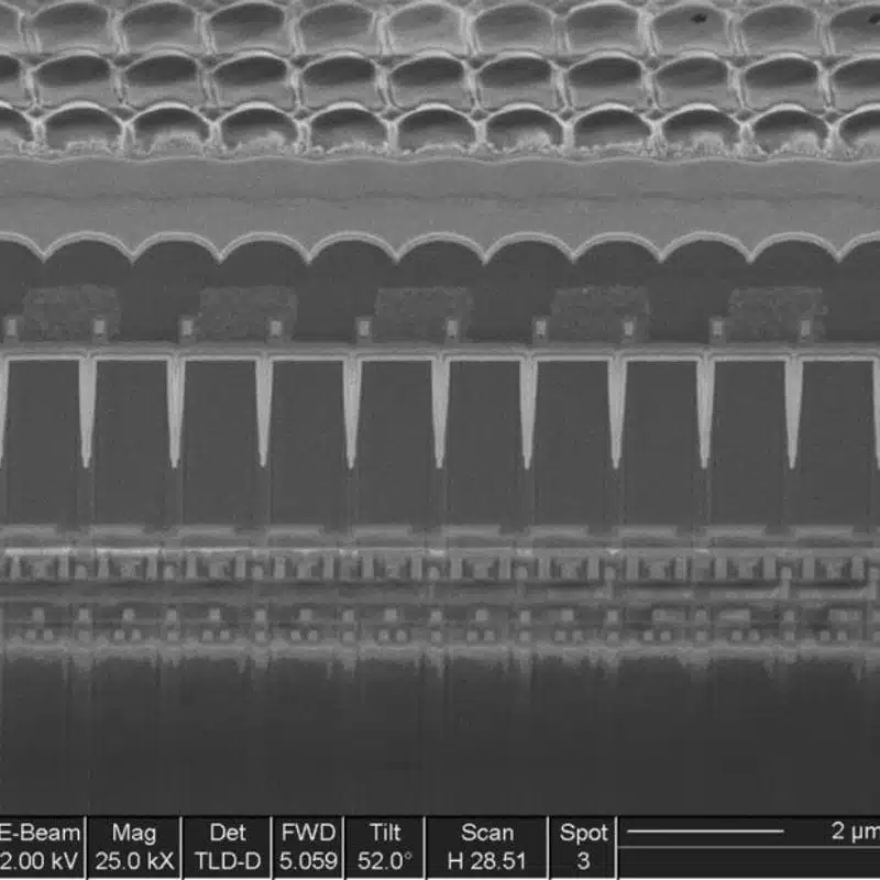 FIB cross-section image of the pixel array